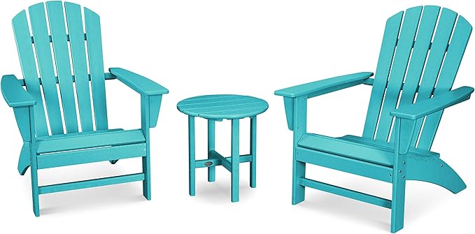 POLYWOOD Nautical 3-Piece Adirondack Chair Set
