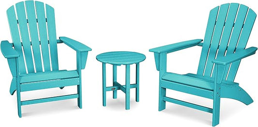 POLYWOOD Nautical 3-Piece Adirondack Chair Set