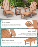 GREENVINES Adjustable Adirondack Chair with Retractable Ottoman | Folding | HDPE Plastic | Fire Pit Chairs w/Foot Rest - Photo 7