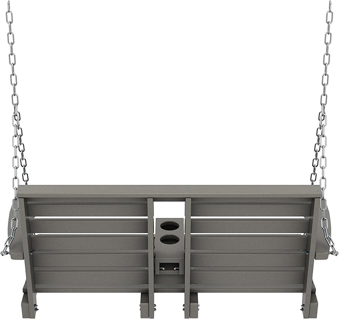 KINGYES Outdoor Hanging Porch Swing, 2 Seat Patio Chair With Cup Holders, Waterproof Bench for Courtyard & Garden - Photo 8