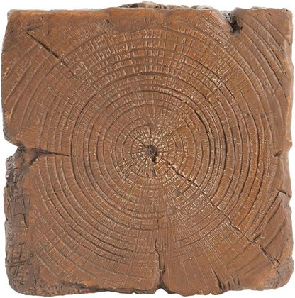 Outdoor Side Table, 15"x15" Tree Stump End Table with Realistic Wood Grain, Weather-Resistant Accent Table for Patio Garden Balcony, Rustic Brown Plant Stand & Drink Holder