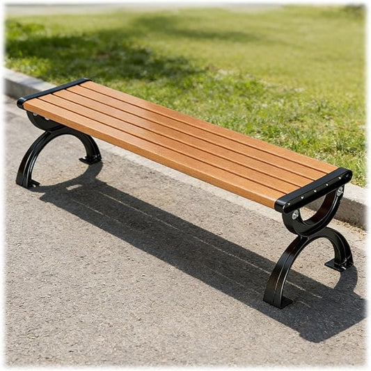 Outdoor Bench, 47" 59" 71" Metal Solid Wood Garden Bench for Outdoor, Weatherproof Park Benches with Backrest and Armrests, Patio Benches for Yard, Front Porch(Orange,150cm/59)