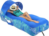 Inflatable Lounger Beach Chair with Sun-Shade Design, Waterproof Inflatable Couch Blow Up Beach Lounger - Photo 1