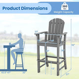 Tangkula Outdoor Tall Adirondack Chair 30 Inches Seat Height, HDPE Bar Height Patio Chair with High Backrest - Photo 3