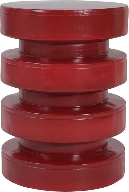 Christopher Knight Home Jeru Lightweight Concrete Round Coffee Table, Indoor and Outdoor Side Table for Living Room, MGO Small Side Table, 3-Tier Design, No Assembly Needed, Red