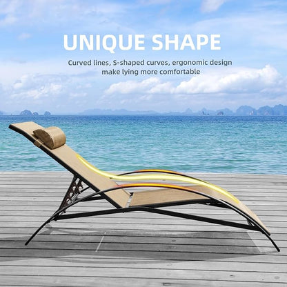 EROMMY Patio Chaise Lounge Chair Set of 2, Outdoor Lounge Chairs with 5 Position Adjustable Backrest, All-Weather Waterproof Pool Lounge Chairs for Poolside Beach Yard