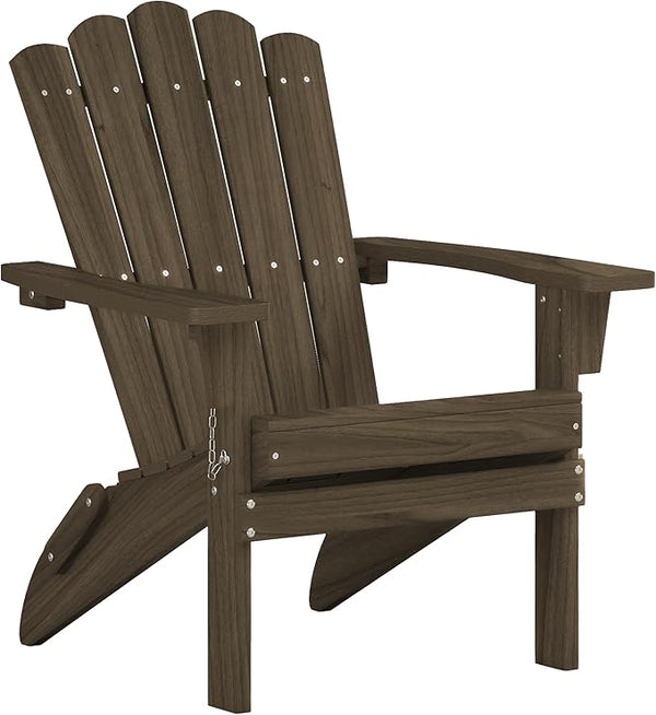 Folding HDPE Adirondack Chair, Weather-Resistant Patio Chair with Wide Armrests & High Backrest - Photo 1