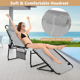 Giantex Patio Lounge Chairs for Outside - Set of 2 Folding Tanning Chair w/Headrest, 4 Adjustable Positions, Side Pocket - Photo 5