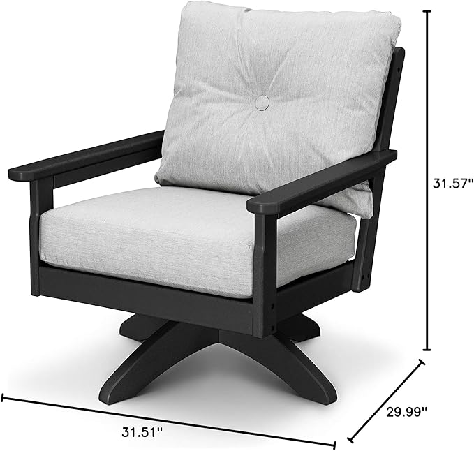 POLYWOOD® Vineyard Deep Seating Swivel Chair in Black/Granite - Photo 2