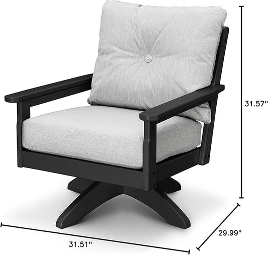 POLYWOOD® Vineyard Deep Seating Swivel Chair in Black/Granite