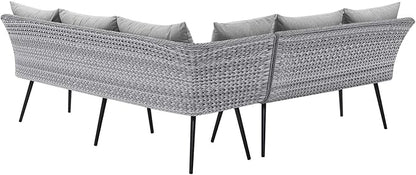 Modway EEI-4658-GRY-GRY Endeavor Patio Sofa, Gray Gray