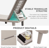 Chaise Lounge Outdoor, Waterproof Resin Lounge Chairs for Outside w/Adjustable 5 Positions & Cup Holder Sun Lounge - Photo 7