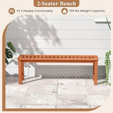 Giantex 47" Outdoor Bench with Slatted Seat, 705Lbs Capacity, Solid Wood Frame, Teak Oil Finish - Photo 7