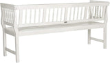 SAFAVIEH Outdoor Patio Furniture Collection – Brentwood Antique White Distressed Acacia Wood Bench with Silver Accents - Photo 5