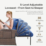 Belord Patio Furniture Set - 6-Piece Wicker Loveseat Outdoor Daybed Furniture Set with Recliner Lounge Chairs Set of 2 - Photo 3
