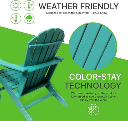 NewTechWood Atlantic Classic Curveback Plastic Weather Resistant Patio Adirondack Chair, Easy Installation, Widely Used in Outdoor, Fire Pit, Deck, Lawn, Outside, Garden Chairs (Seafoam)