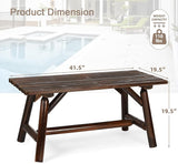 Outdoor Coffee Table, Thick Wooden Patio Adirondack Log Coffee Table with Slatted Tabletop - Photo 3