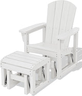 SERWALL Outdoor Glider Chair with Ottoman, HDPE Wood-Like Patio Glider Set All-Weather Porch Glider for Outside, White - Photo 1