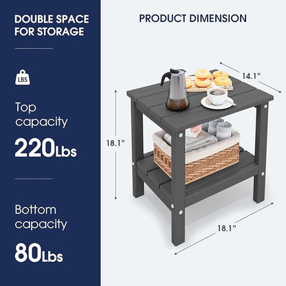 KINGYES Double Side Table, Adirondack End Table- Gray