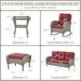 Belord 6 Pieces Patio Rocking Chairs Outdoor Furniture Set with Outdoor Couch and Ottoman Conversation Patio Furniture - Photo 3