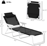 Outsunny Folding Lounge Chair, Portable Outdoor Chaise Lounge, Sun Tanning Chair with 4-Position Reclining Back - Photo 3