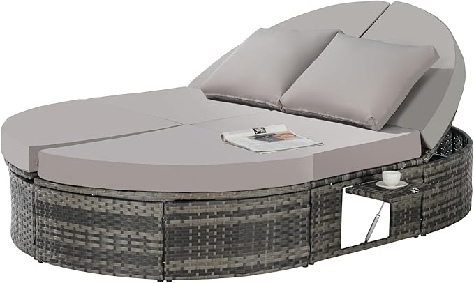 JOSHEN 78" Outdoor Chaise Lounge Chair, Patio Round Daybed - Photo 5
