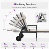 PURPLE LEAF Patio Lounge Chair Set of 3 Outdoor Chaise Lounger Aluminum Frame with Armrest Side Table and Wheels for - Photo 8