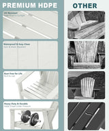 Adirondack Chair Set of 2, All Weather HDPE Fire Pit Chairs, Oversized Plastic Adirondack Chair for Outdoor, Balcony - Photo 4