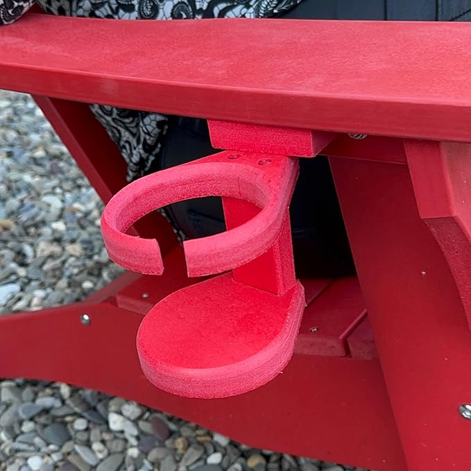 Durable Cup Holder for Outdoor Furniture – Adirondack Chair Attachment, Red, Perfect for Outdoor Enthusiasts, Affordable & Easy to Use