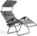Goplus Zero Gravity Chairs, X-Large Folding Lounge Lawn Chair w/Canopy Shade & Cup Holder - Photo 1