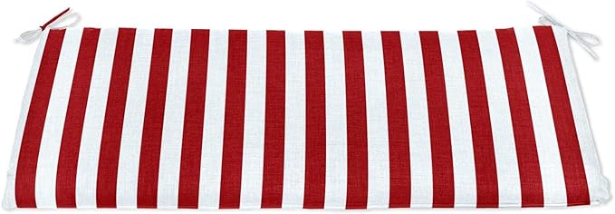 BrylaneHome Bench Cushion - 48" L x 18" W x 3" H - Patio & Outdoor - Water, Stain & Fade Resistant - Classic Red Cabana - Photo 1