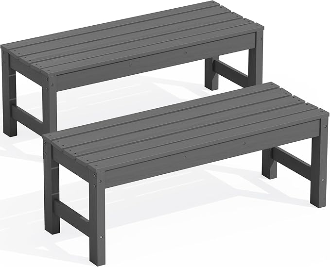 SERWALL 47 Inches Outdoor Bench Set of 2 - Photo 1