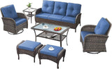 7 Pieces Patio Furniture-Swivel Patio Chairs Set of 2 Outdoor Wicker Rattan Sofa Couch with Ottoman Outdoor - Photo 3