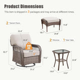5 Pieces Patio Furniture Set, All Weather Wicker Swivel Rocker Patio Chairs with Ottomans Rattan Side Table - Photo 2