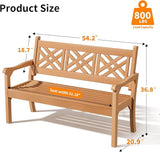 Psilvam 54''W All-Weather Poly Lumber Outdoor Bench, 3-Person Garden Bench with Decorative Backrest & Curved Armrests - Photo 3
