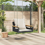 Outdoor Single Swing Chair with Cushions, Modern PE Rattan Hanging Bench Seat for Patio Garden Backyard Balcony - Photo 3