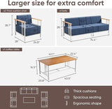 Patio Furniture Set of 6,with 10-inch Thick Cushion Outdoor Furniture Set,Patio Chair Set with Sofa,Wood Grain - Photo 2