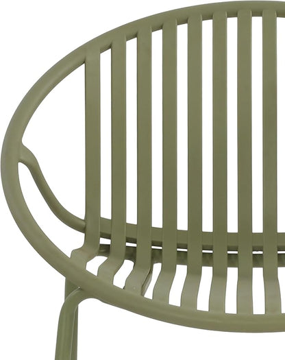 Christopher Knight Home Set of 2 Tita Modern Patio Outdoor Dining Chairs, Stacking Chair, Outside Dinner,Garden/Balcony/Poolside Stackable Accent Chairs,Metal Legs,Plastic Cutout Backrest, Green