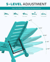 SERWALL Patio Chaise Lounge Chair, 78'' Long HDPE 5 Positions Adjustable Outdoor Lounger - Photo 4