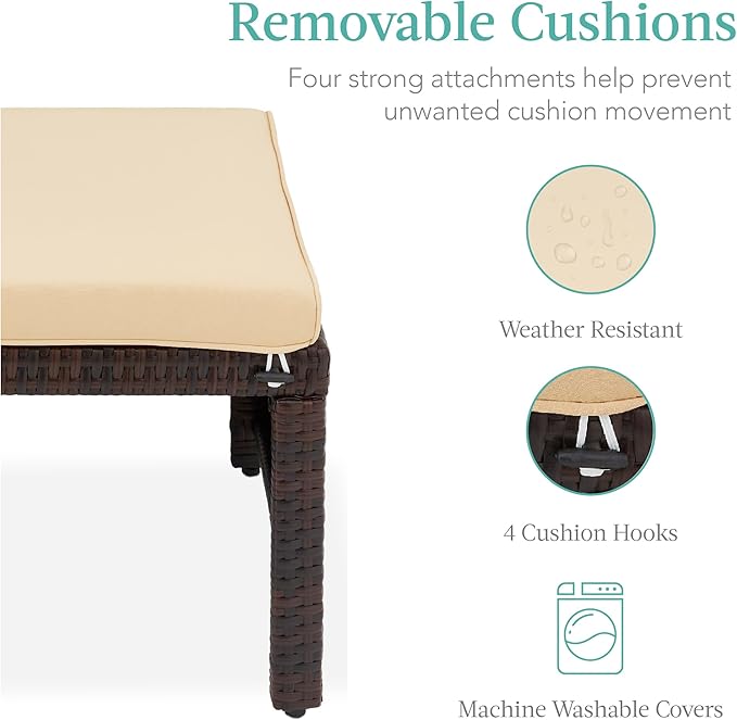 Best Choice Products Set of 2 Wicker Ottomans, Multipurpose Outdoor Furniture for Patio, Backyard, Additional Seating - Photo 6