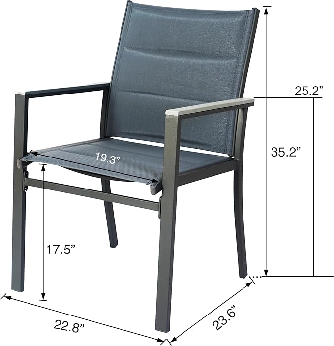 Kozyard 7 Piece Outdoor Patio Dining Set for 6, Patio Furniture Set with Dining Table and 6 Padded Textilene Chairs, All-Weather Metal Frame for Backyard, Porch, Deck, Garden, Gray