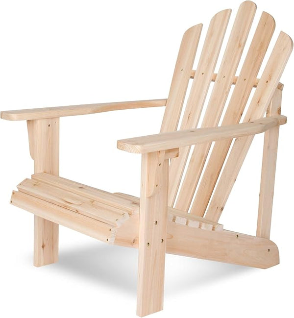 Shine Company Westport Wooden Adirondack Chair, Outdoor Patio Firepit Chairs, Back & Seat Pre-Assembled, Natural - Photo 1