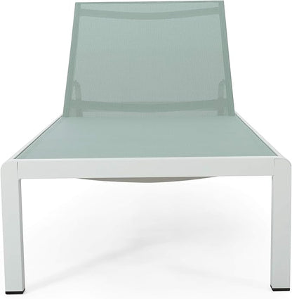 Christopher Knight Home Vanessa Coral Outdoor Chaise Lounges (Set of 2), Green and White