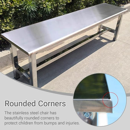 304 Stainless Steel Outdoor Patio Bench,Weatherproof Garden Benches,All-Weather Porch Backless Chair,R-shaped corner treatment,660 Lbs Load-Bearing Capacity(120*35*45cm/47.2*13.8*17.7in)