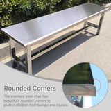 304 Stainless Steel Outdoor Patio Bench, Weatherproof Garden Benches, All-Weather Porch Backless Chair - Photo 6