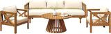 Merax Outdoor 4-Piece Acacia Wood Conversation Set - Patio 3-Seat Loveseat Sofa w/Coushion - Photo 4