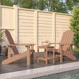 Brown HDPE Adirondack Chairs with Table Outdoor Patio Furniture Set - Photo 1
