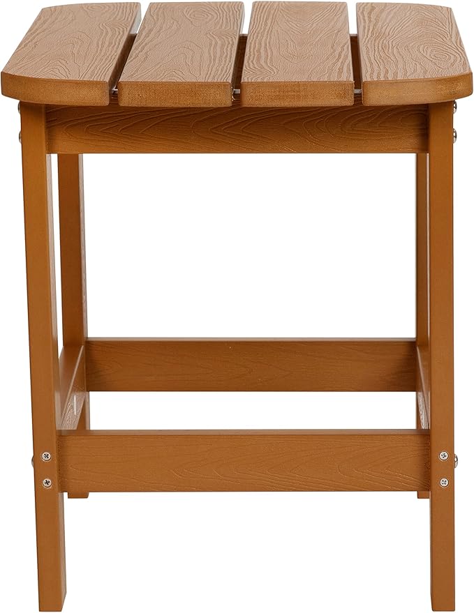 Flash Furniture Charlestown Tiered Commercial Poly Resin Adirondack Side Table - Teak - All-Weather - Indoor/Outdoor - Photo 5