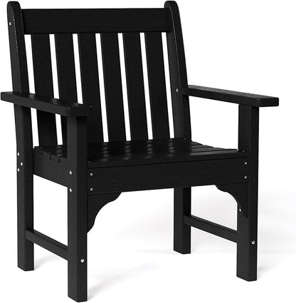 Costaelm Outdoor Dining Arm Chair, Patio HDPE Garden Dining Table Chair, Poly Lumber Waterproof Restaurant Bistro Farmhouse Chairs for Outside Porch Backyard, Black
