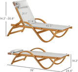 Outsunny Larch Wood Lounge Chair, 4-Level Adjustable Tanning Chair, Full Flat Patio Lounger with Mesh Seat - Photo 3